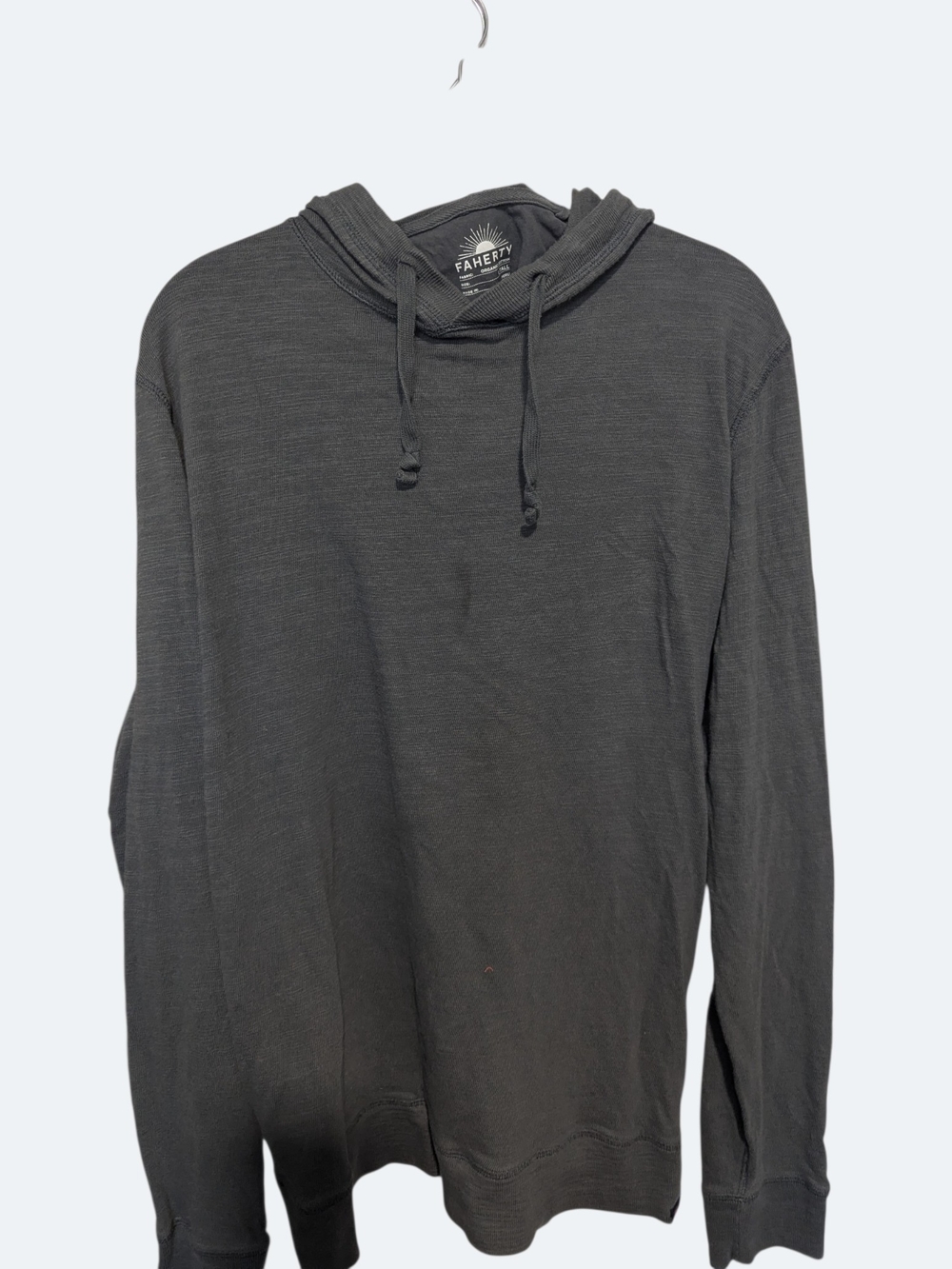 Faherty Men’s Dark Charcoal Hooded Pullover 100% Cotton Size L